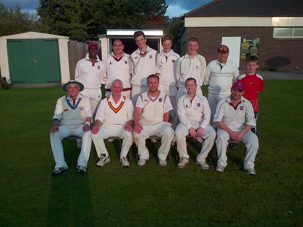 Back (L-R) Rolin Johnson, Danny Develing (Growler), Dave Lewis (Trigger), Keiron Morris (Mog), Mike Muise, Ronnie Gambles (Ronaldo), Connor Gambles (Scorer)
Front (L-R) Ray Peel (Peely, Razor, Raul), Pete Gray (Silver Fox), Dan Holder (Noddy), Nick Jones (Wedgey), Pete Clewes (Tortoise)
Other 1st XI - Andy Slight, Sam Bowman, Mike Almond, Matt Garrett Back (L-R) Rolin Johnson, Danny Develing (Growler), Dave Lewis (Trigger), Keiron Morris (Mog), Mike Muise, Ronnie Gambles (Ronaldo), Connor Gambles (Scorer)
Front (L-R) Ray Peel (Peely, Razor, Raul), Pete Gray (Silver Fox), Dan Holder (Noddy), Nick Jones (Wedgey), Pete Clewes (Tortoise)
Other 1st XI - Andy Slight, Sam Bowman, Mike Almond, Matt Garrett