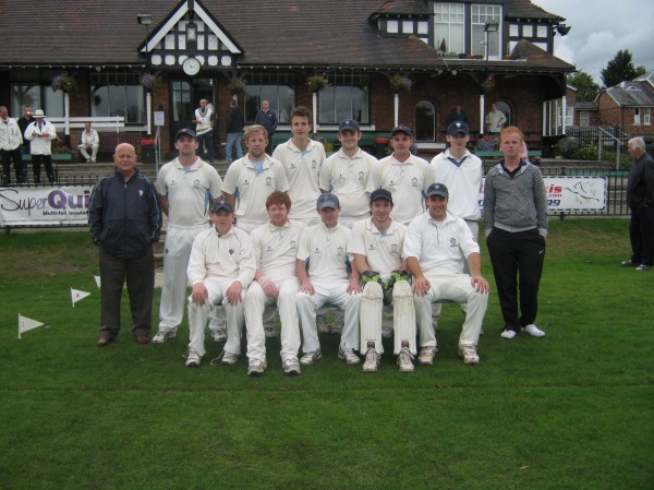 Back Row (Left to Right) Steve Allwright (Team Manager), Mike Eley, James Crichton, Sean Porritt, Rob Barber, Stuart Knott, George Barber, Ryan Hitchen (Scorer)
Front Row (Left to Right) Tom Kidd, Tom Facer, Mark Green (Captain), Alex Hope (Wicketkeeper), Andy Wylie Back Row (Left to Right) Steve Allwright (Team Manager), Mike Eley, James Crichton, Sean Porritt, Rob Barber, Stuart Knott, George Barber, Ryan Hitchen (Scorer)
Front Row (Left to Right) Tom Kidd, Tom Facer, Mark Green (Captain), Alex Hope (Wicketkeeper), Andy Wylie
