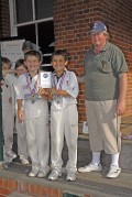 The boys show of their runners up award while Jeff shows off his Frank Lampard's boots.
